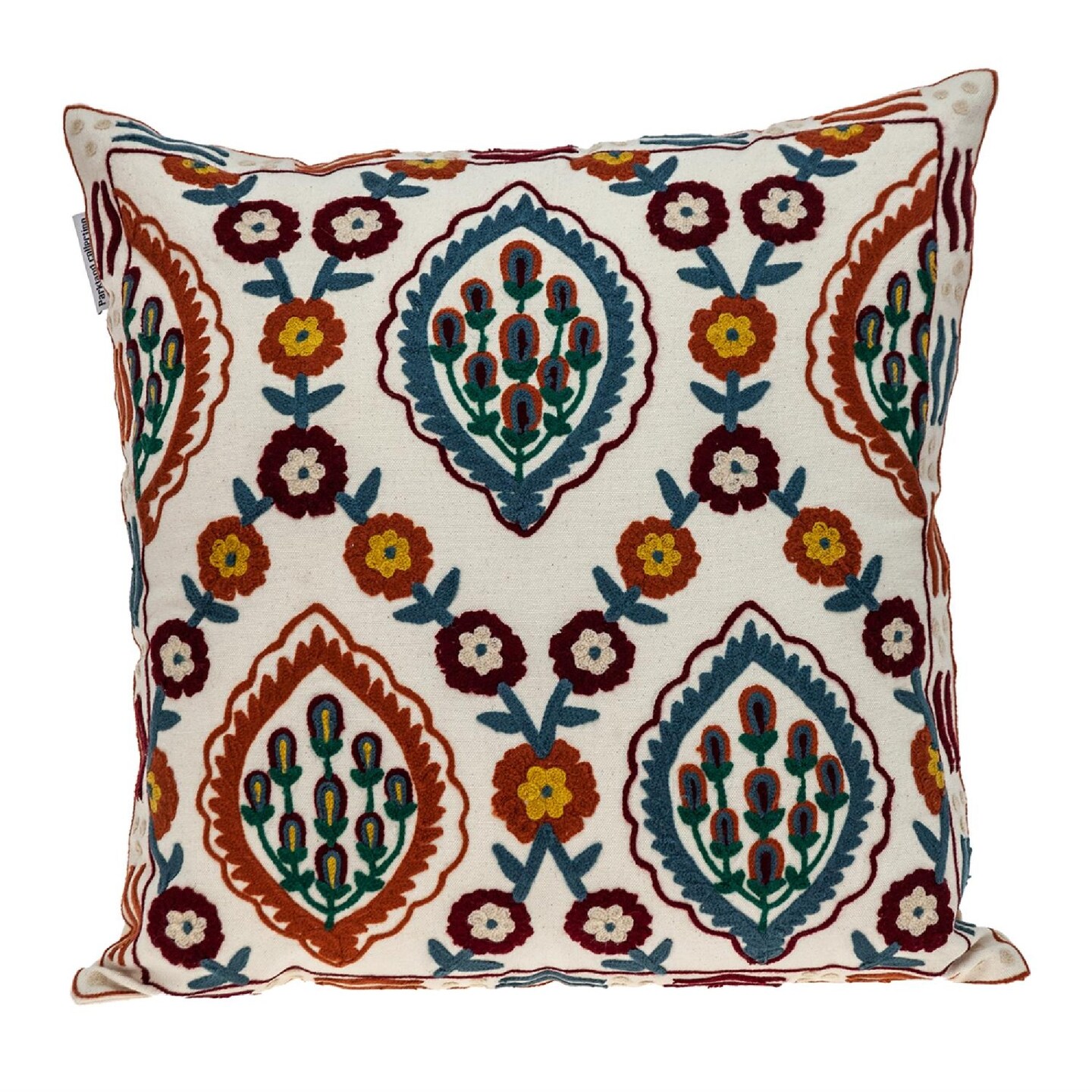 Nassau Collection 18&#x22; Multicolor Floral Embroidered Throw Pillow