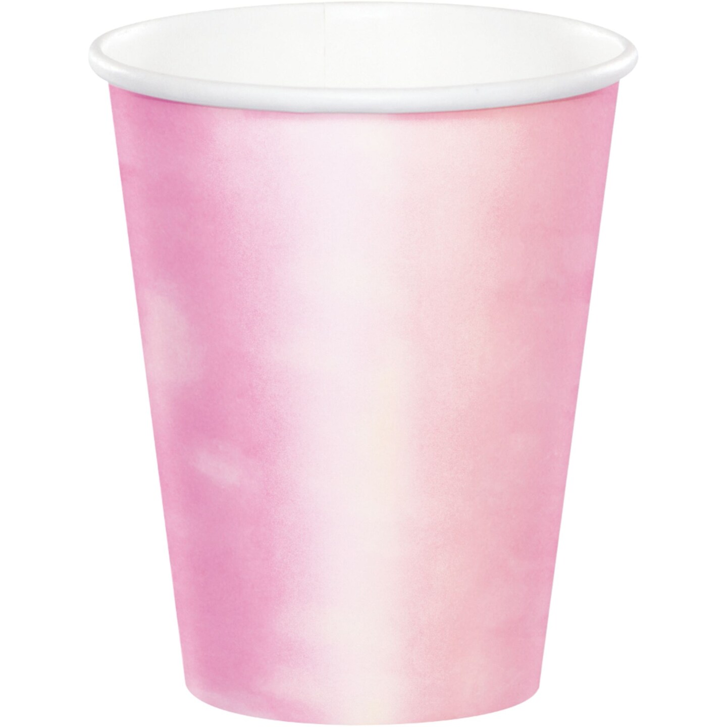 Party Central Club Pack of 96 White and Pink Iridescent Party Cups 3.75&#x22;