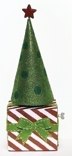 Roman 20&#x22; Green and Red Musical Rotating Christmas Cone Tree Tabletop Decor