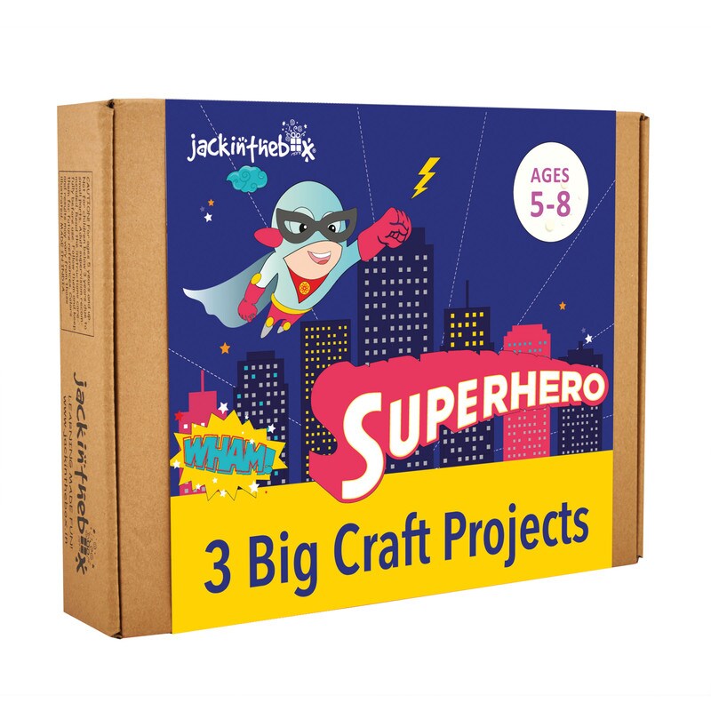 Superhero DIY Dress up Art and Craft Kit | Make a Cape, Mask and Cuffs | Best Gift for Boys Ages 5 6 7 8 Years | 3 Craft Projects in 1 Box