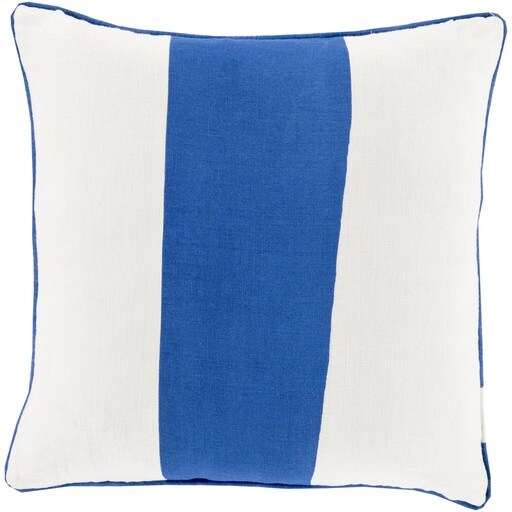 Tiwari Home 22&#x22; Blue and White Striped Contemporary Square Throw Pillow