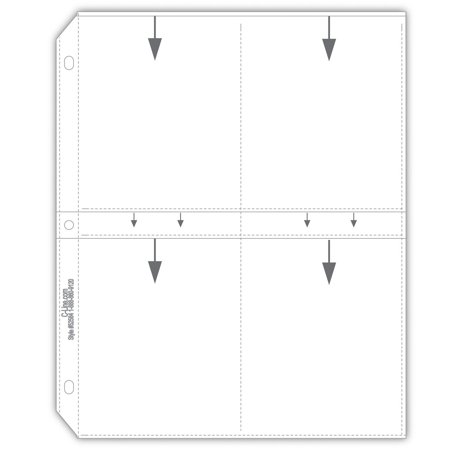 35mm Ring Binder Photo Storage Pages - 3 1/2 x 5, Traditional clear - top load, 11 1/4 x 8 1/8, 50/BX, 52584