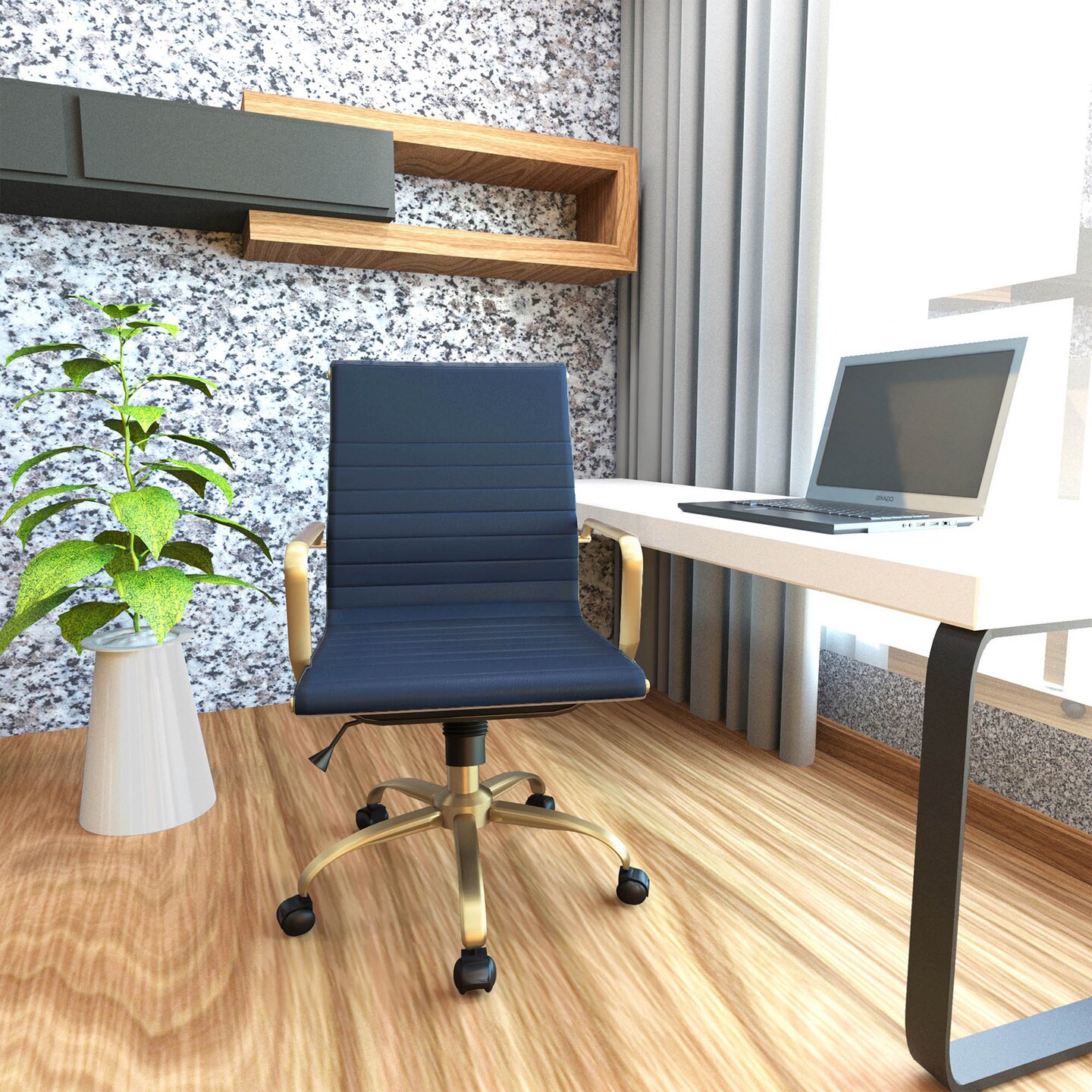 LeisureMod Harris Office Chair with Gold Frame