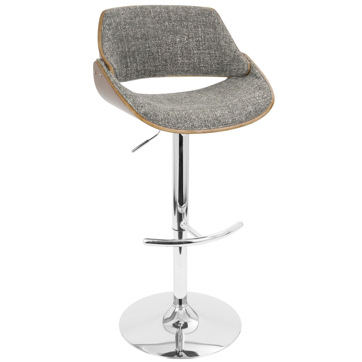 Fabrizzi Mid-Century Modern Adjustable Barstool with Swivel in Walnut