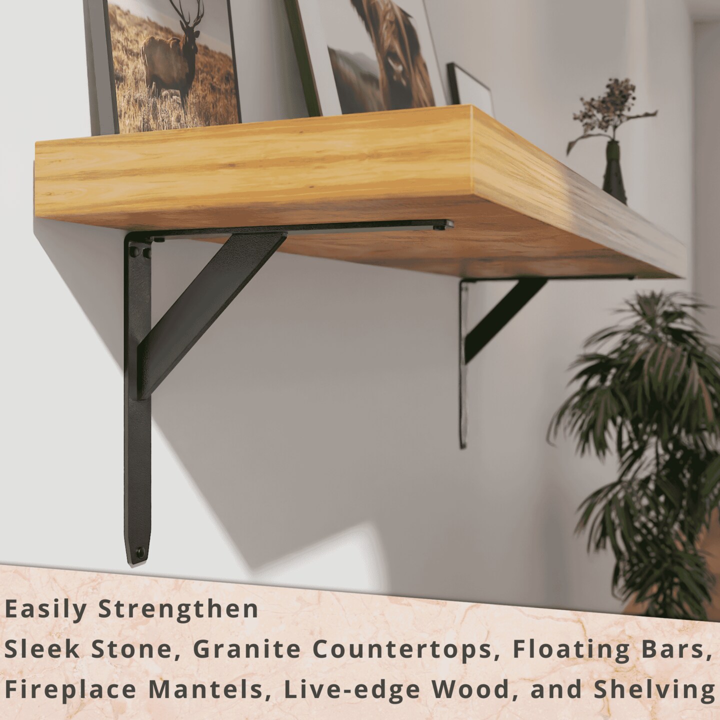 Jetstream Solid Heavy Duty Low Profile Welded Countertop Support Shelf Brackets
