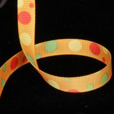 The Ribbon People Orange and Yellow Polka Dots Double Sided Grosgrain Craft Ribbon 0.25" x 110 Yards