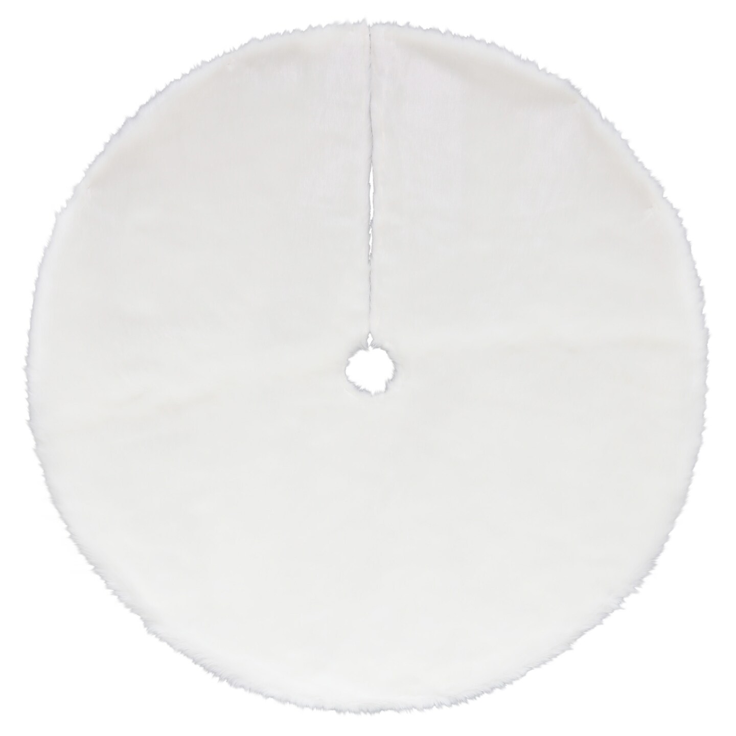 Dyno 48&#x22; White Plush Solid Round Christmas Tree Skirt