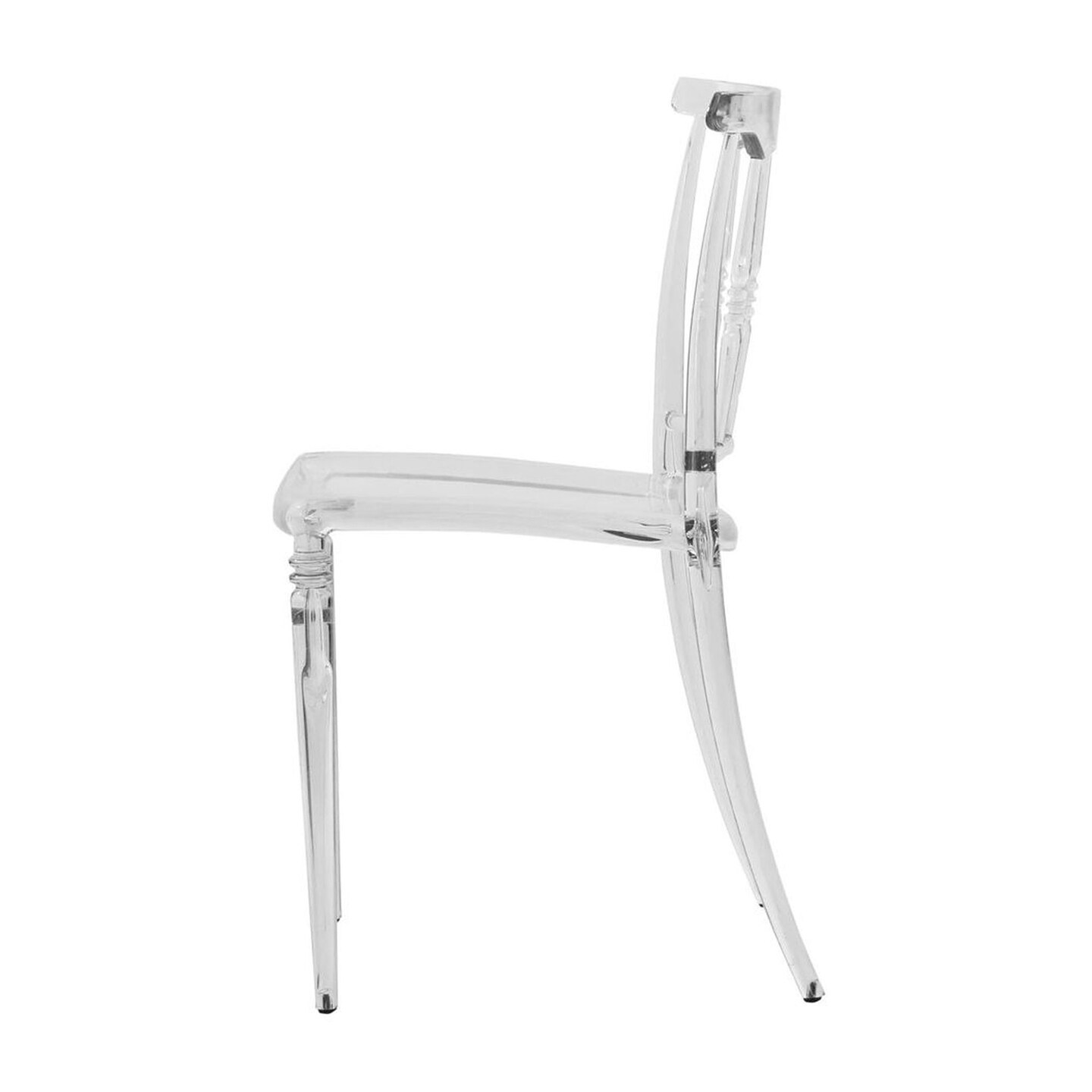 LeisureMod Spindle Transparent Modern Lucite Dining Chair in Clear - Clear