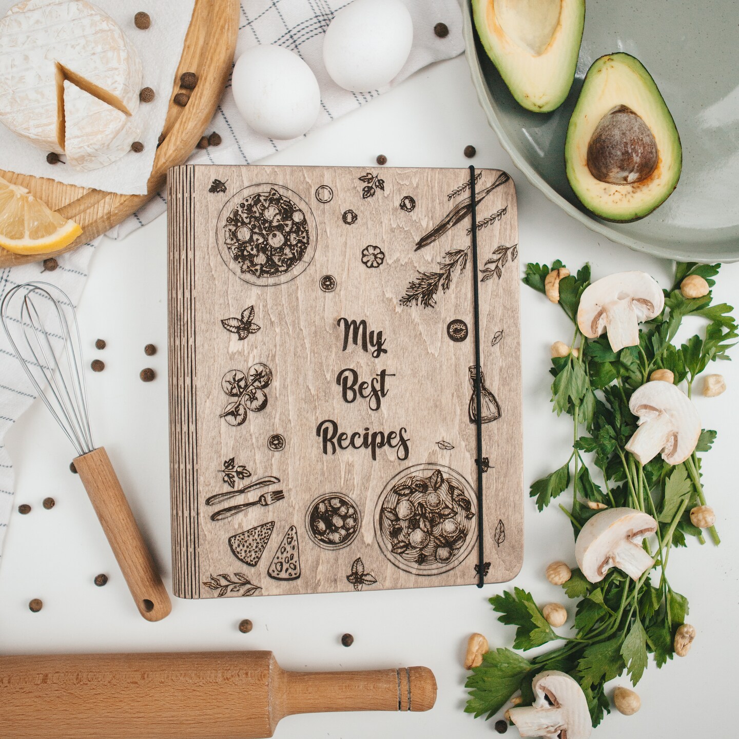 Personalize Recipe Book, Wood Cookbook, Wooden Recipe Book