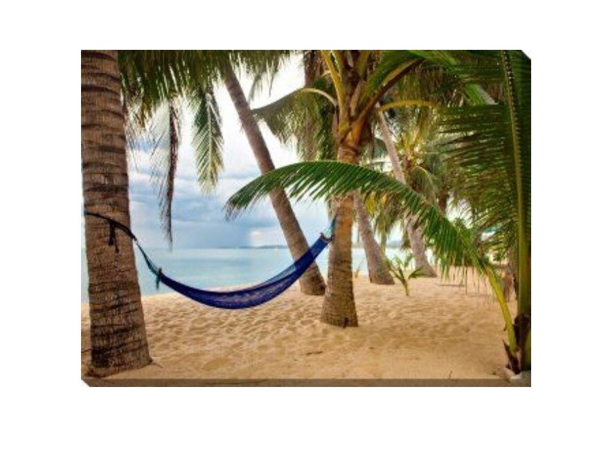 Outdoor Living and Style Green and Blue Hammock Outdoor Canvas Rectangular Wall Art Decor 30" x 40"