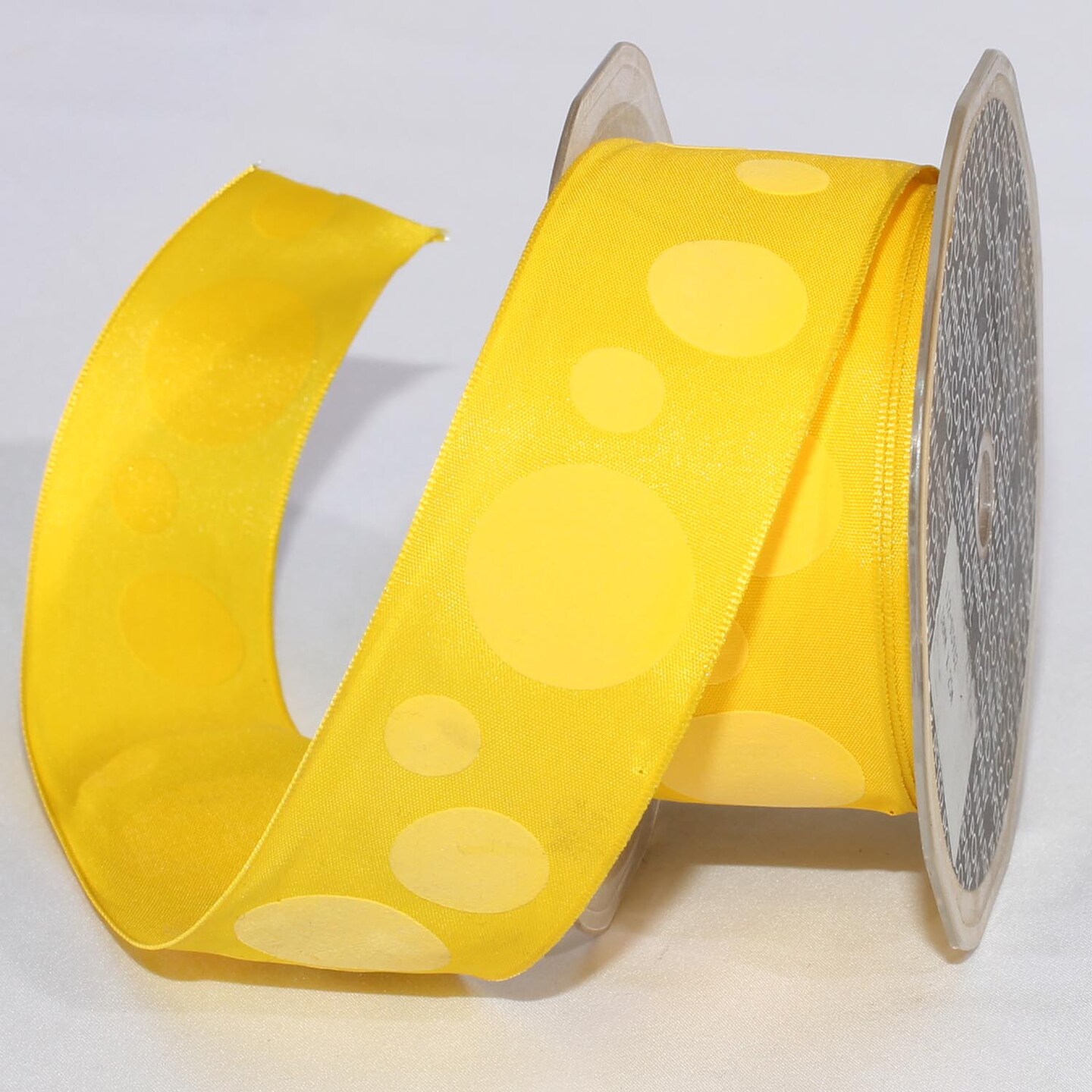 The Ribbon People Yellow Polka Dotted Fine Taffeta Wired Craft Ribbon 1.5&#x22; x 27 Yards