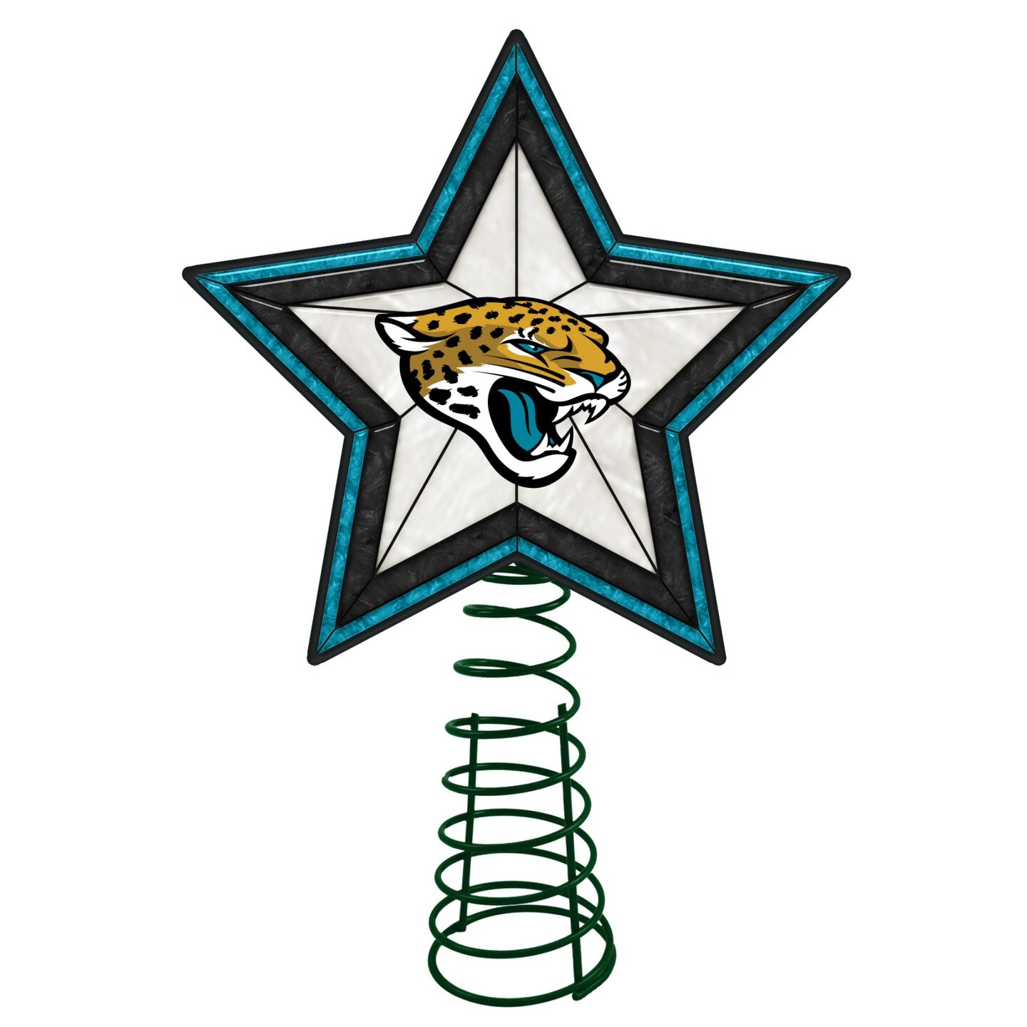The Memory Company 10" Lighted Blue and Black Star NFL Jacksonville Jaguars Christmas Tree Topper
