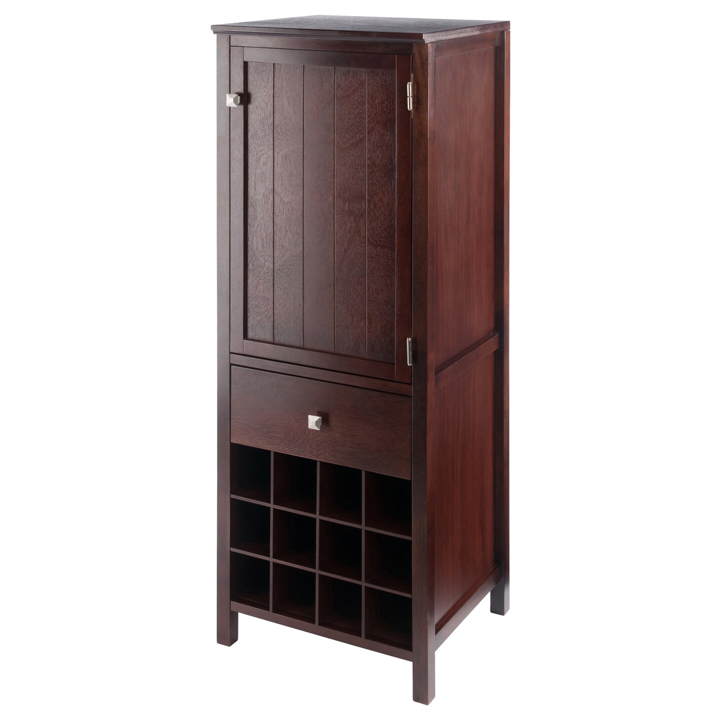 Contemporary Home Living 47.5&#x22; Walnut Finish 3 Section Jelly Cupboard Style Storage Cabinet