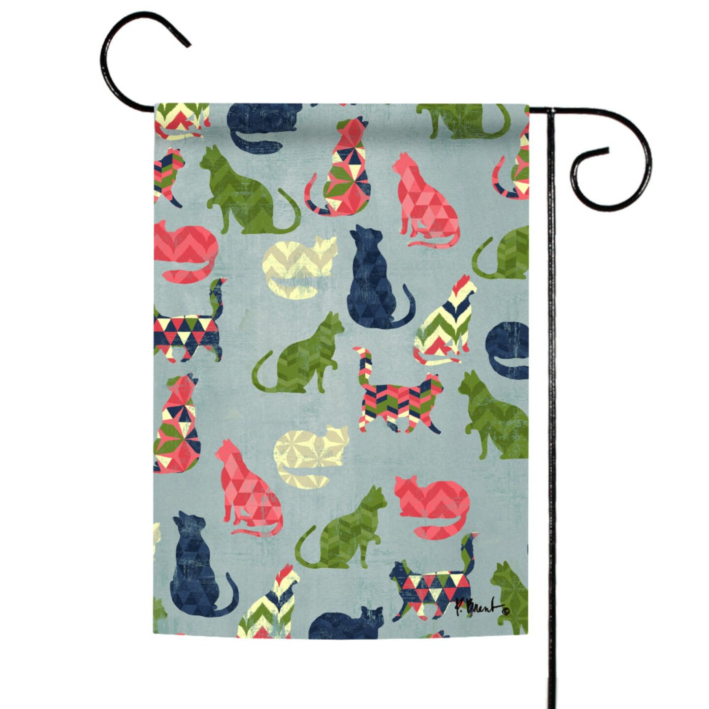 Toland Home Garden Blue and Pink Cat Outdoor Rectangular Mini Garden Flag 18" x 12.5"