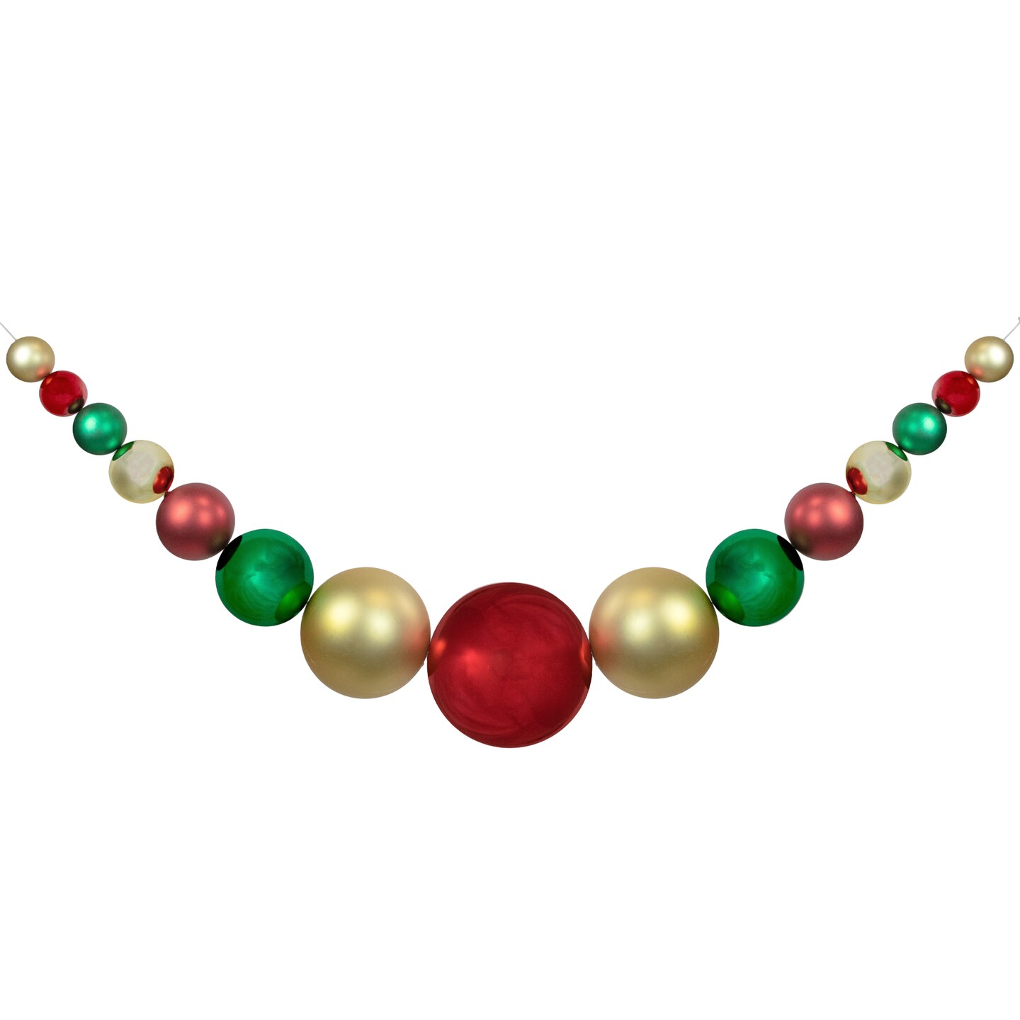 Northlight 6&#x27; Red, Gold and Green Shiny and Matte Shatterproof Ball Christmas Swag