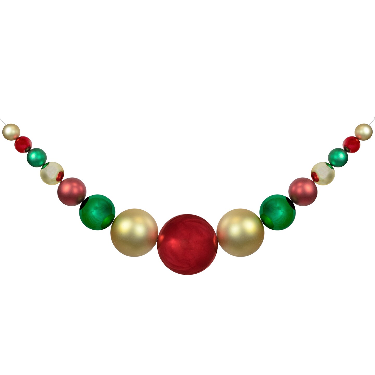Northlight 6' Red, Gold and Green Shiny and Matte Shatterproof Ball Christmas Swag