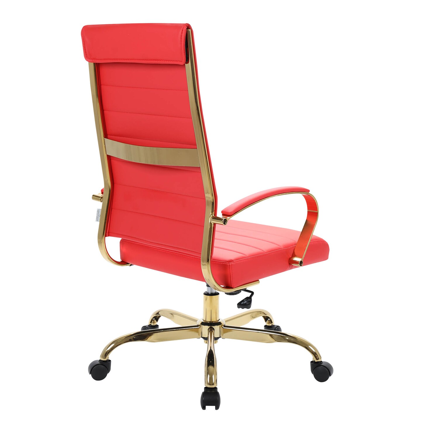 LeisureMod Benmar High-Back Leather Office Chair with Gold Frame