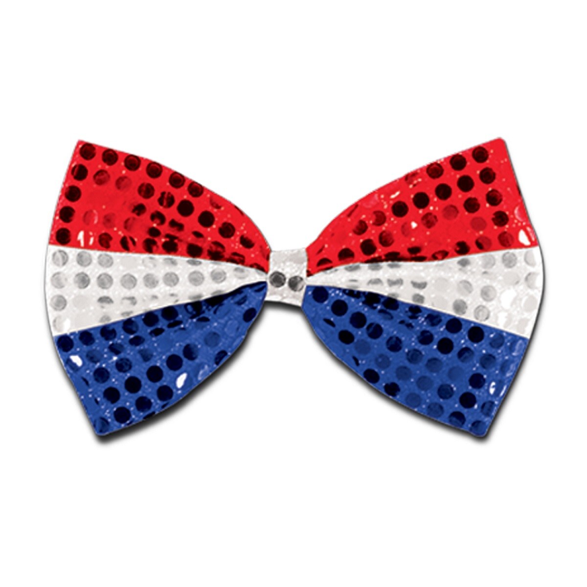 Beistle Club Pack of 12 Patriotic Red, Silver and Blue Glitz &#x27;N Gleam Bow Tie Costume Accessories 7&#x22;