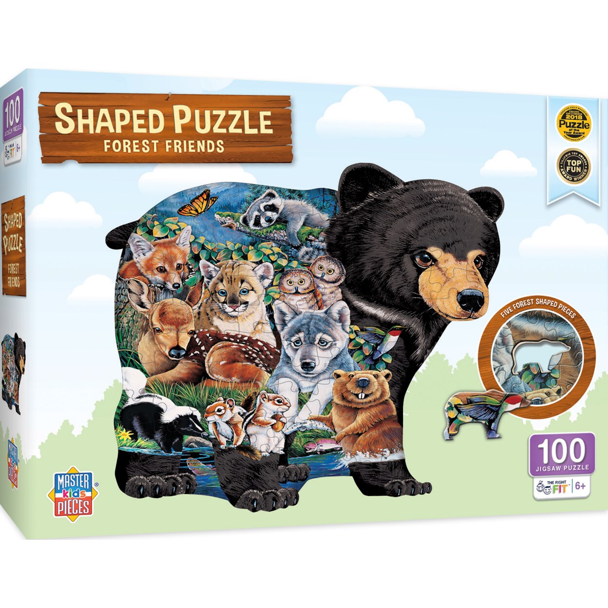 Masterpieces 100 Piece Shaped Jigsaw Puzzle - Forest Friends - 14"x19"