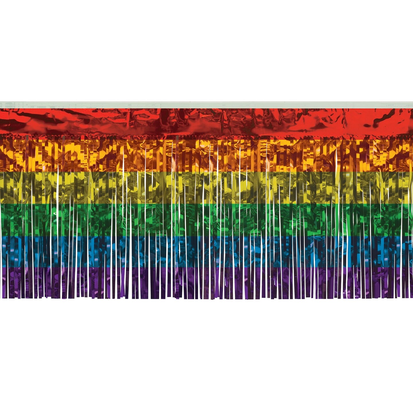 Beistle Set of 6 1-Ply Rainbow Metallic Fringe Entertainment Party Drape 10&#x27;
