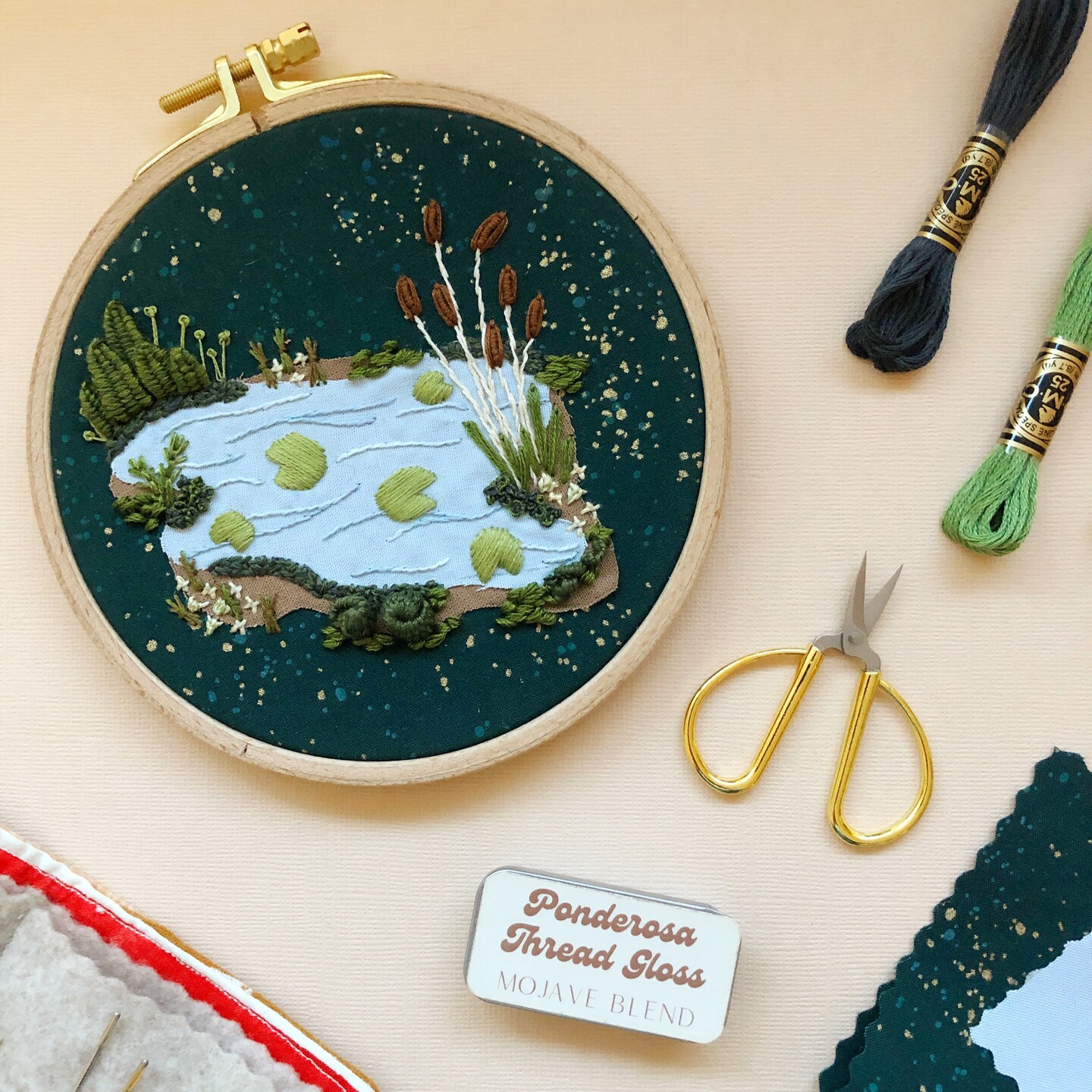3D Lily Pad Pond - Advanced Hand Embroidery DIY Craft Kit