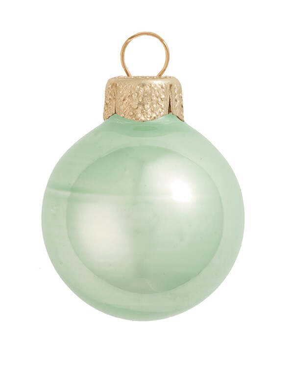 Whitehurst Pearl Glass Christmas Ball Ornaments - 3.25" (80mm) - Shale Green - 8ct