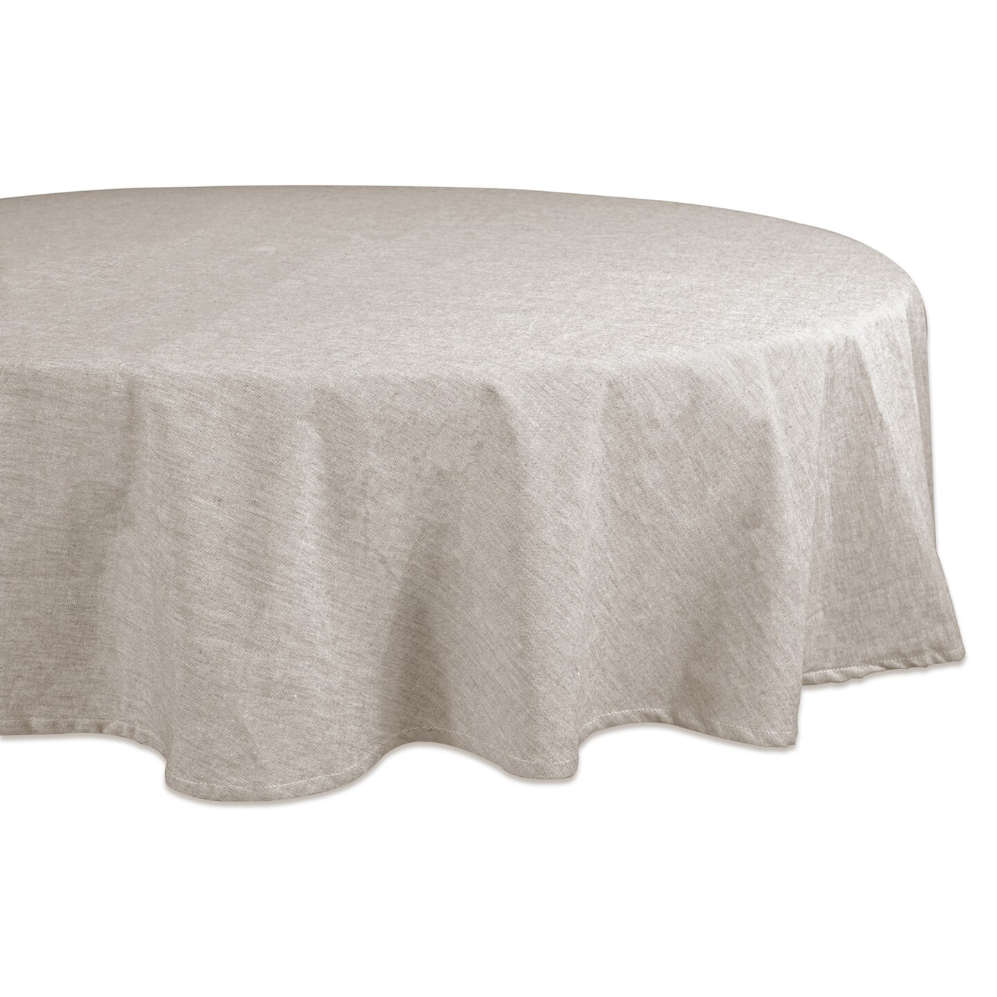 CC Home Furnishings Solid Chambray Round Cotton Tablecloth - 70&#x22; - Gray