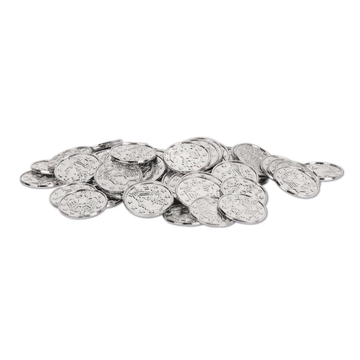Beistle Club Pack of 1200 Metallic Silver Pirate Coin Party Favors 1.5''