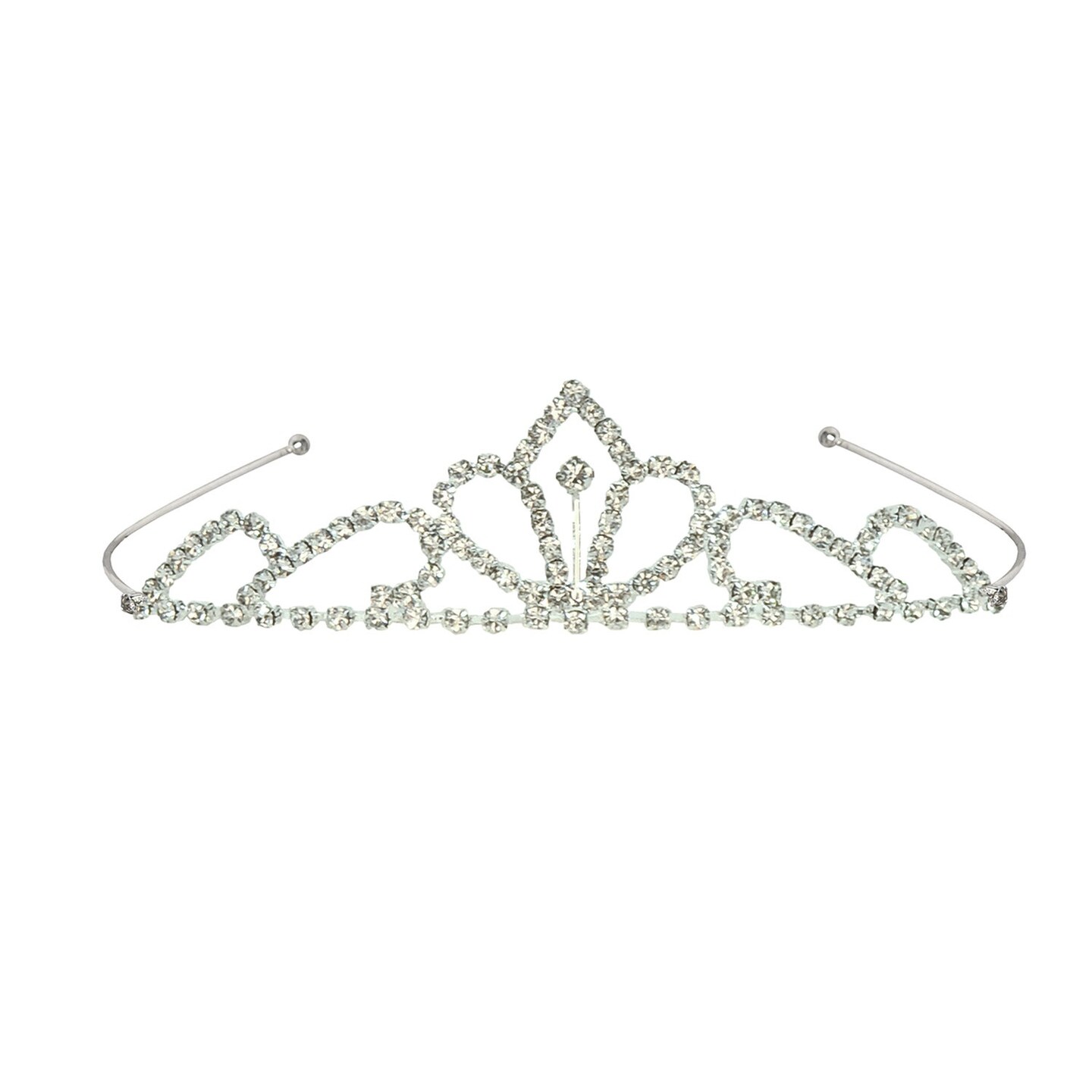 Beistle Pack of 6 Princess Classic Scroll Design Silver with Clear Rhinestones Royal Tiara