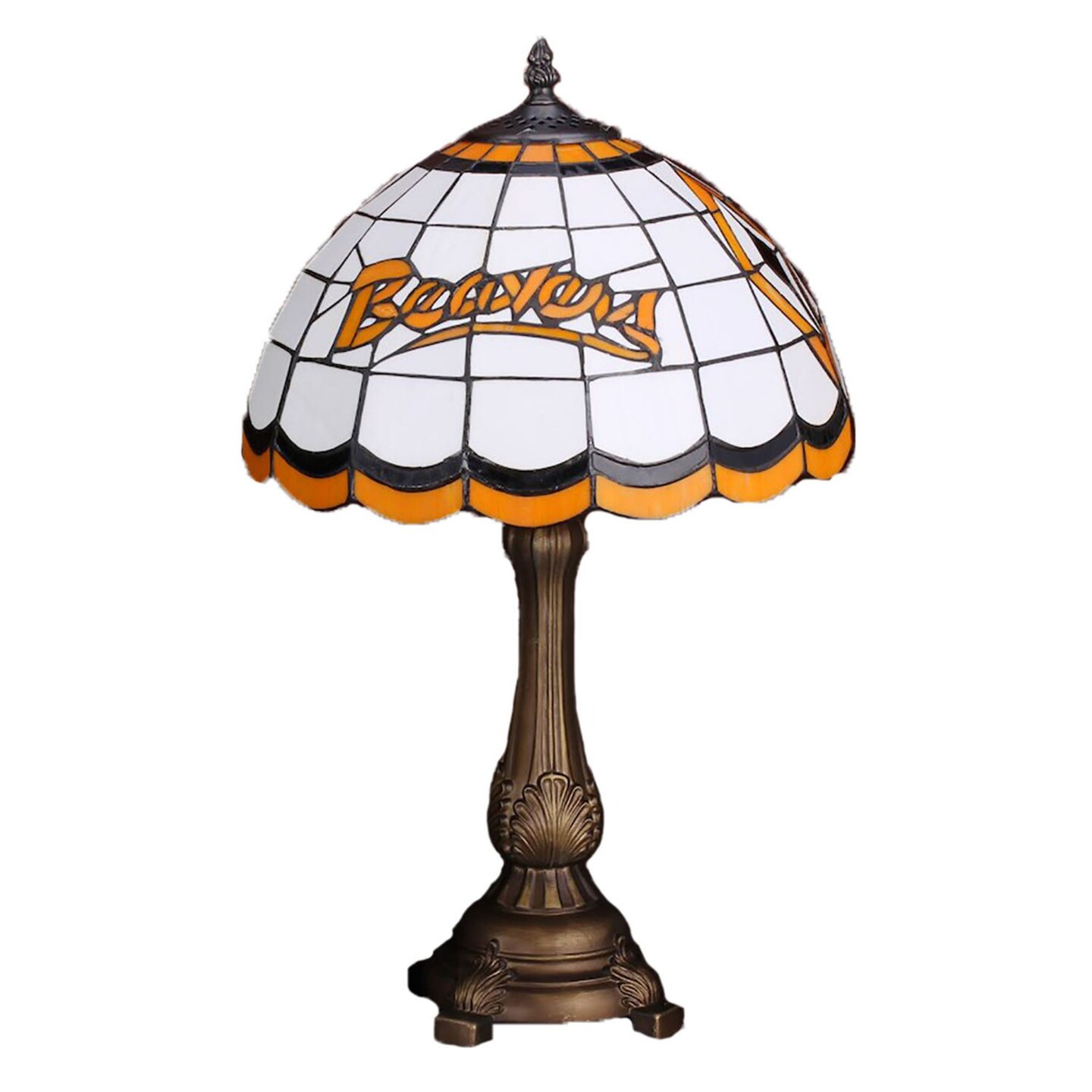 The Memory Company 19.5" White and Orange NCAA Oregon State Beavers Tiffany Table Lamp
