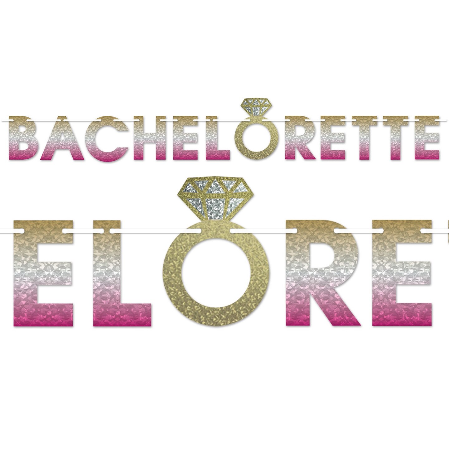Party Central Club Pack of 12 Gold and Pink &#x27;Bachelorette&#x27; Banners 6&#x27;
