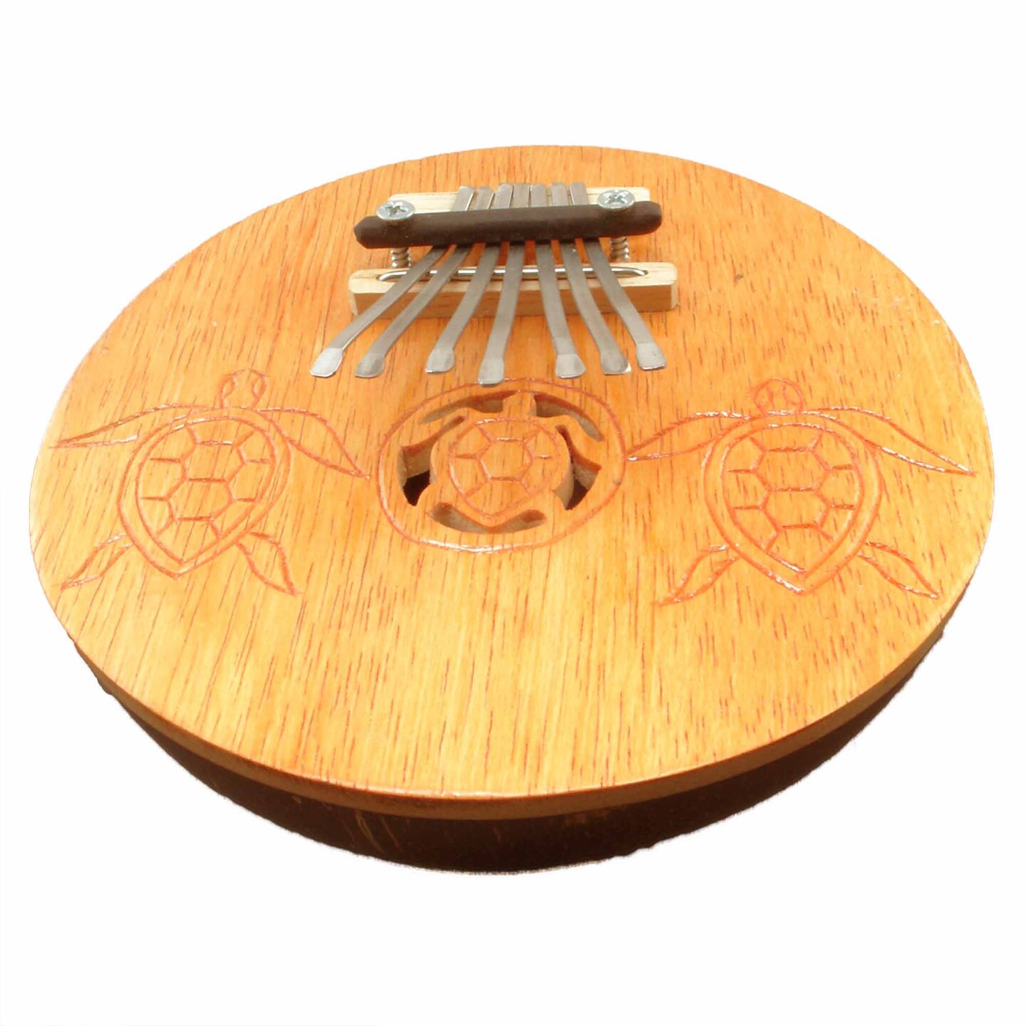 Stoneage Arts Inc 6" Brown and Silver Kalimba with HandCarved Turtle