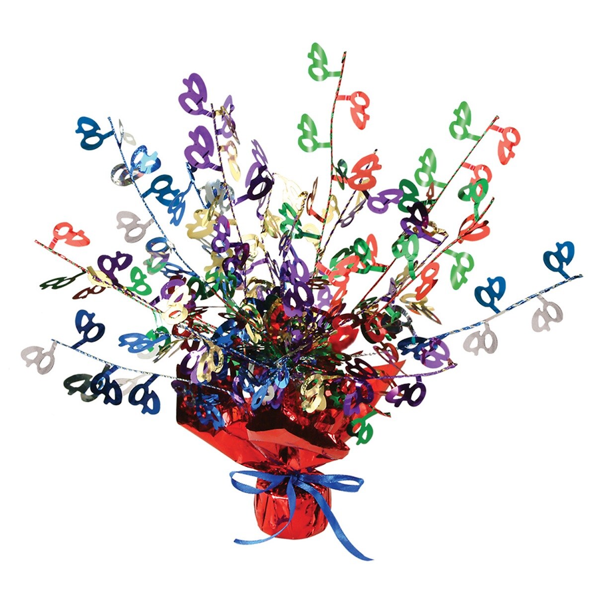 Beistle Club Pack of 12 Multi-Color Foil Spray "40" Gleam 'N Burst Centerpiece 15"