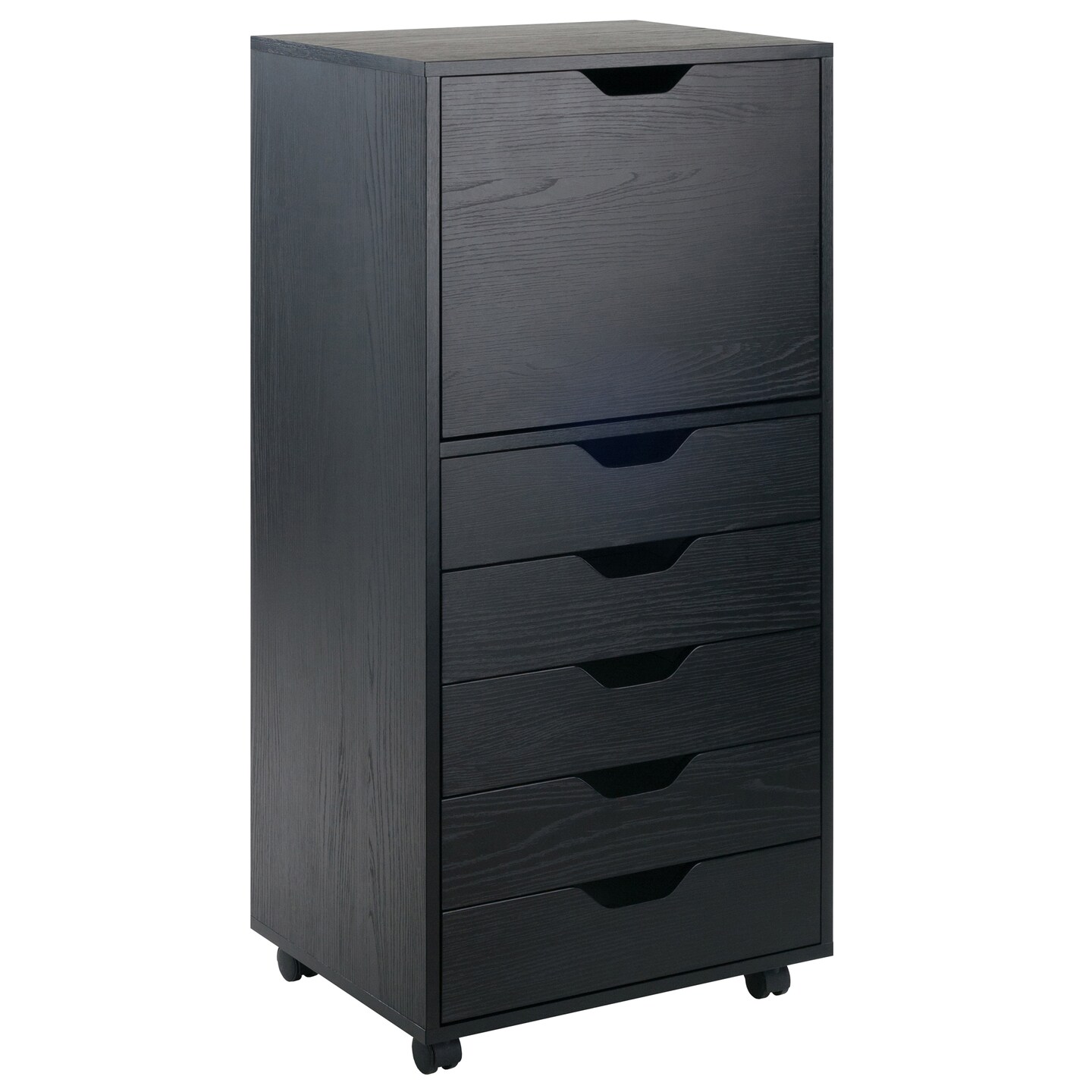 Contemporary Home Living 41.25" Black Elegant Halifax Rectangular Expanded Cabinet with 5 Pull-Out Drawers
