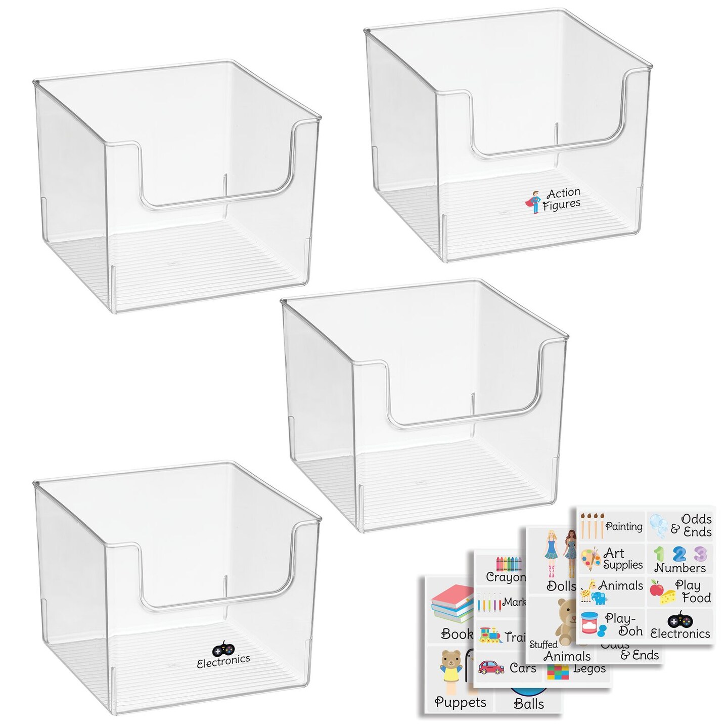 Mdesign Deep Plastic Home Storage Organizer Toy Bin - 4 Bins + 24 Labels :  Target