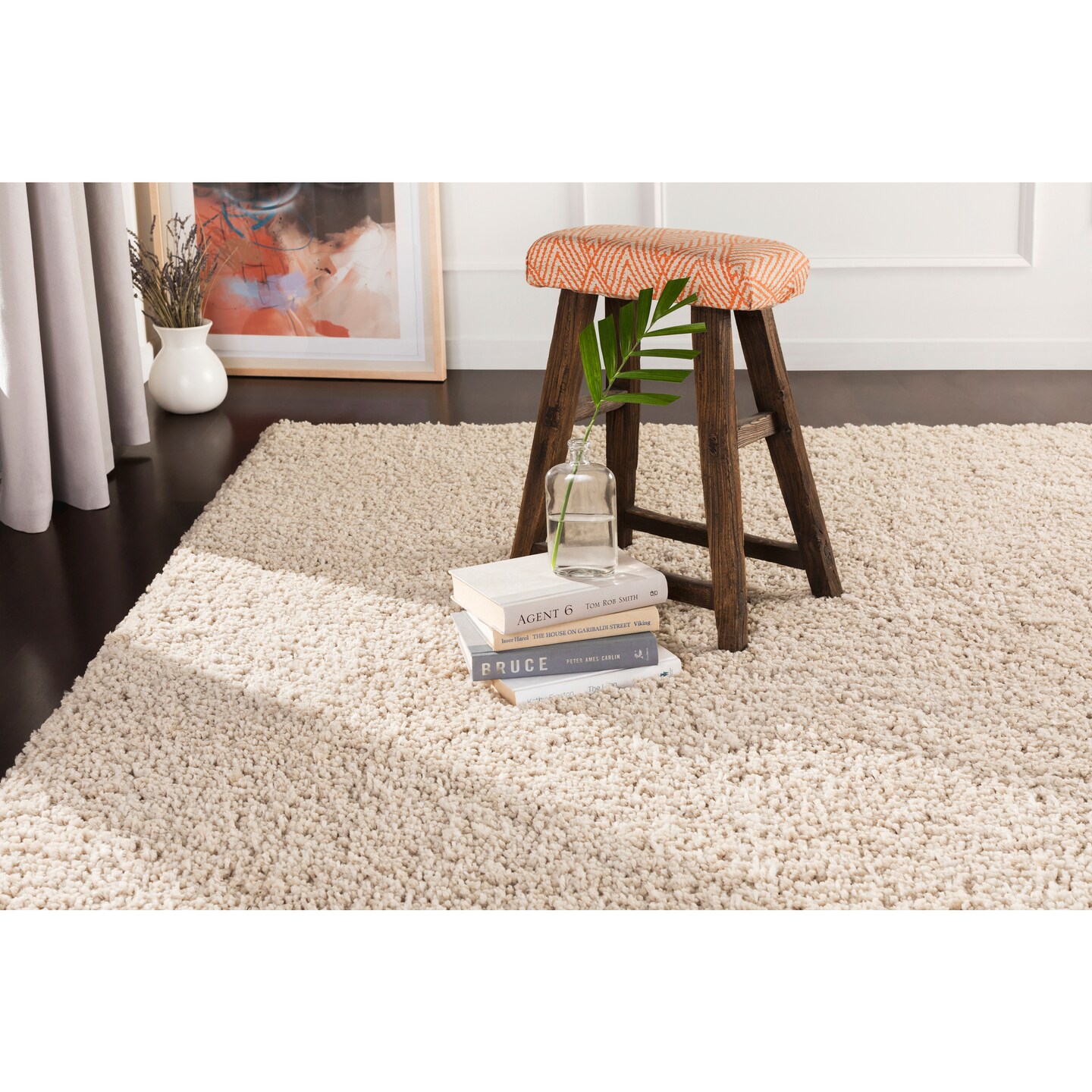 Diva At Home 8&#x27; x 10.5&#x27; Luxurious Pleasures Cream Plush Hand Woven Super Soft Area Throw Rug