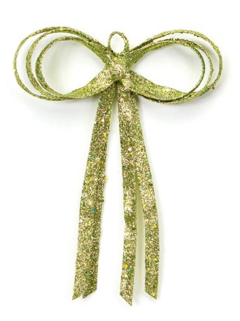 Melrose 16&#x22; Green Glitter Drenched Bow Christmas Decor