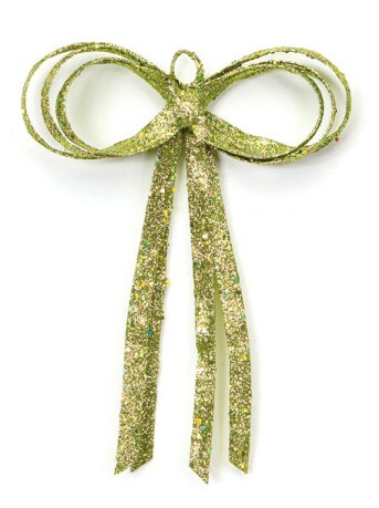 Melrose Glitter Drenched Christmas Bow Decoration - 16" - Gold and Green