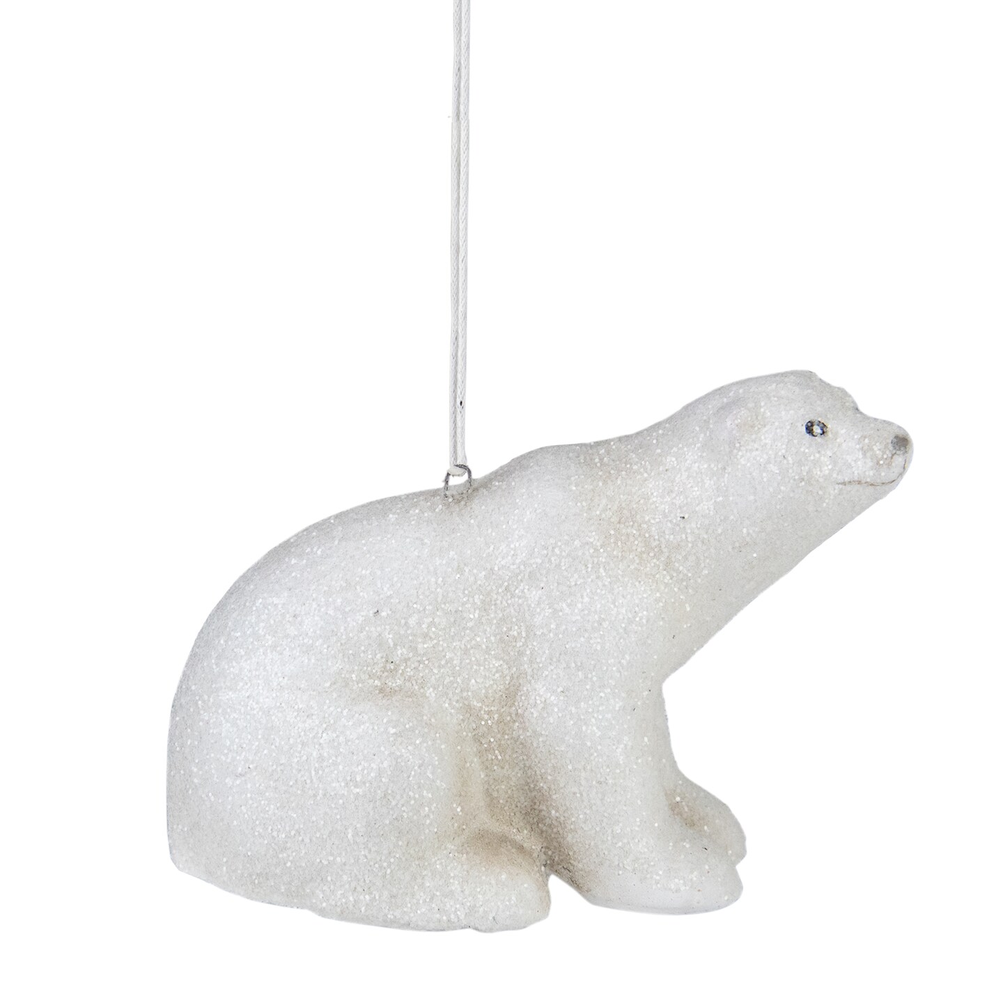 MeraVic 5&#x22; White Glitter Sitting Polar Bear Christmas Hanging Ornament