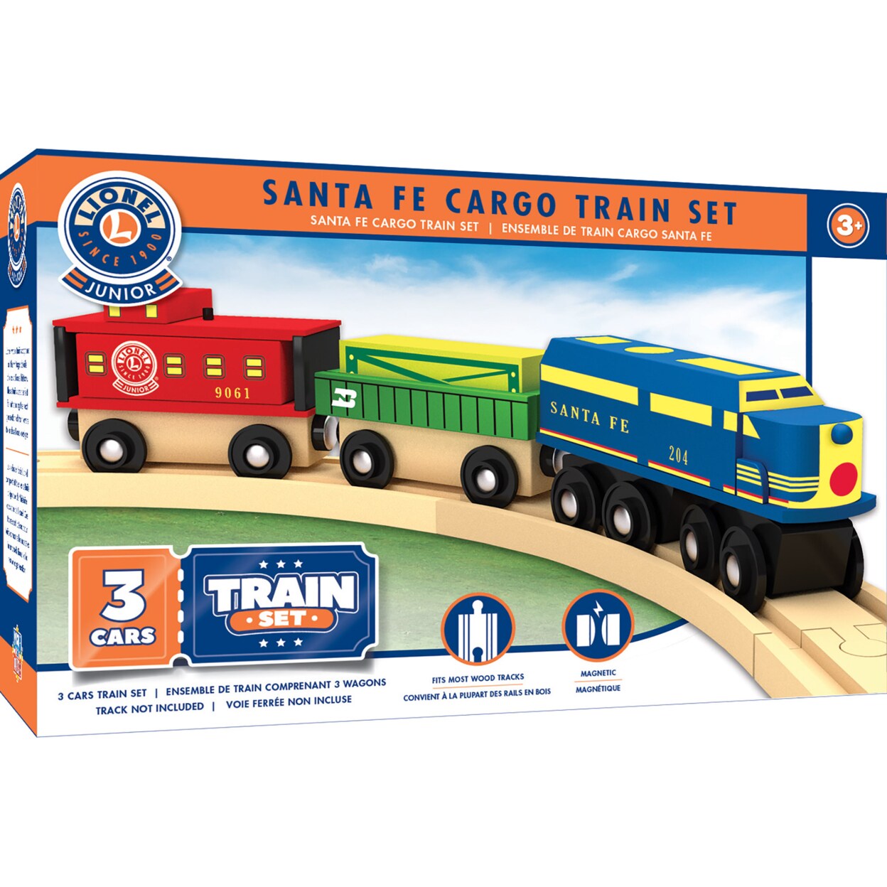 Masterpieces Wood Train Sets - Lionel Santa Fe Cargo 3 Piece Train Set