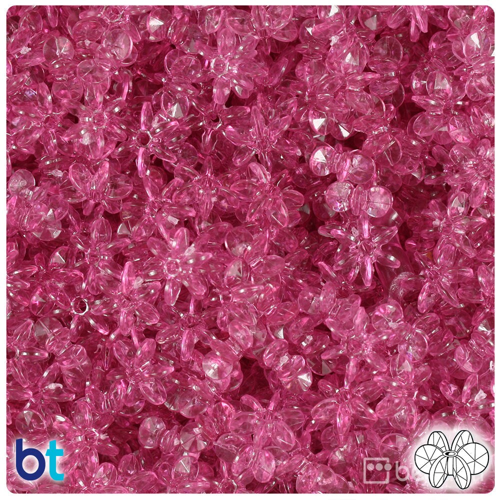 BeadTin Fuchsia Transparent 10mm SunBurst Plastic Craft Beads (450pcs)