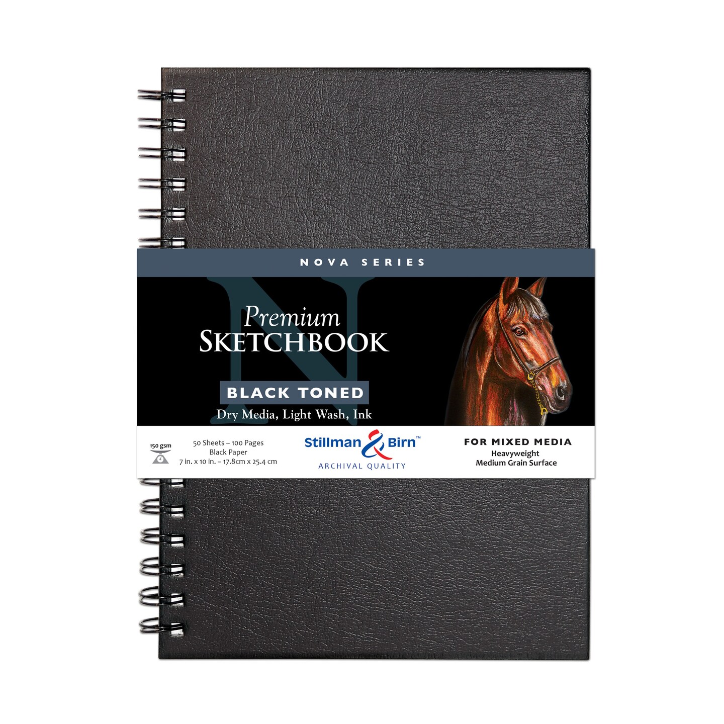 Stillman & Birn Nova Series Wire-Bound Sketchbook, Black, 7 x 10