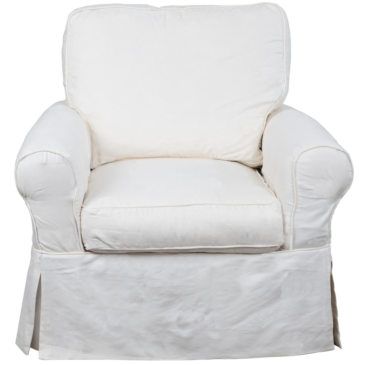 The Hamptons Collection 36” White Horizon Swivel Chair Cushion Slipcover Set