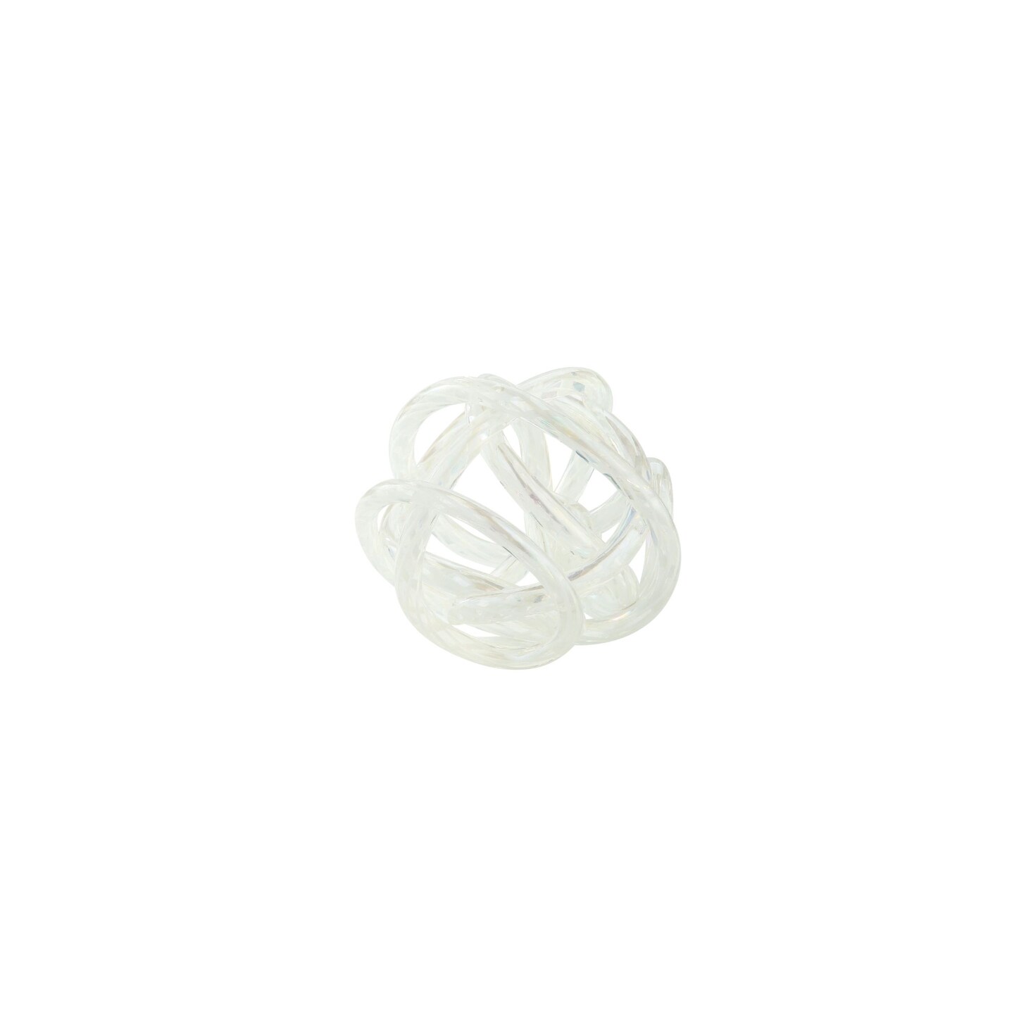 CC Home Furnishings Solid Glass Knot Decoration - 8" - Clear and White
