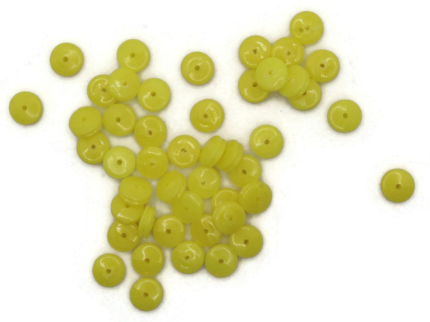 47 9mm Yellow Grooved Disc Vintage Plastic Rondelle Beads