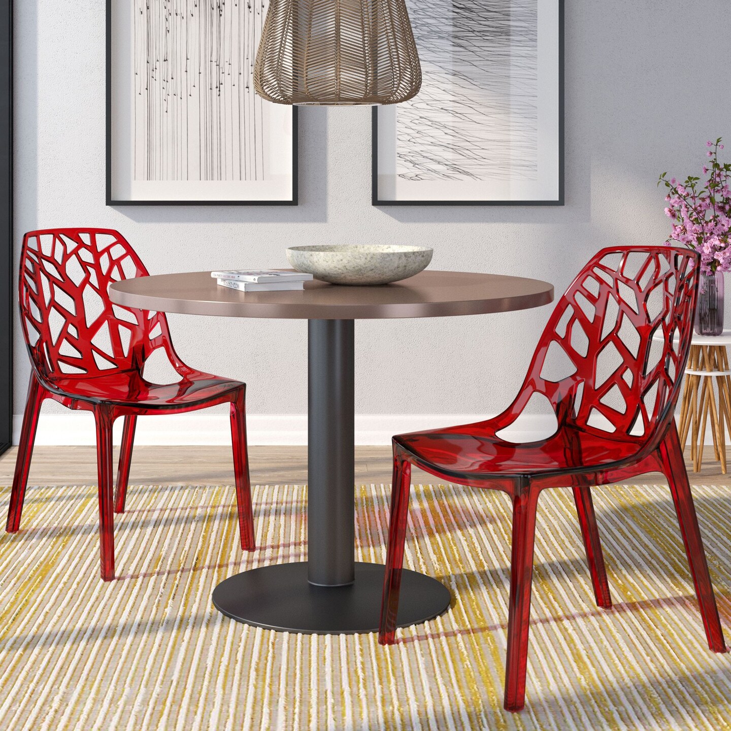 LeisureMod Cornelia Modern Dining Side Chair, Set of 2