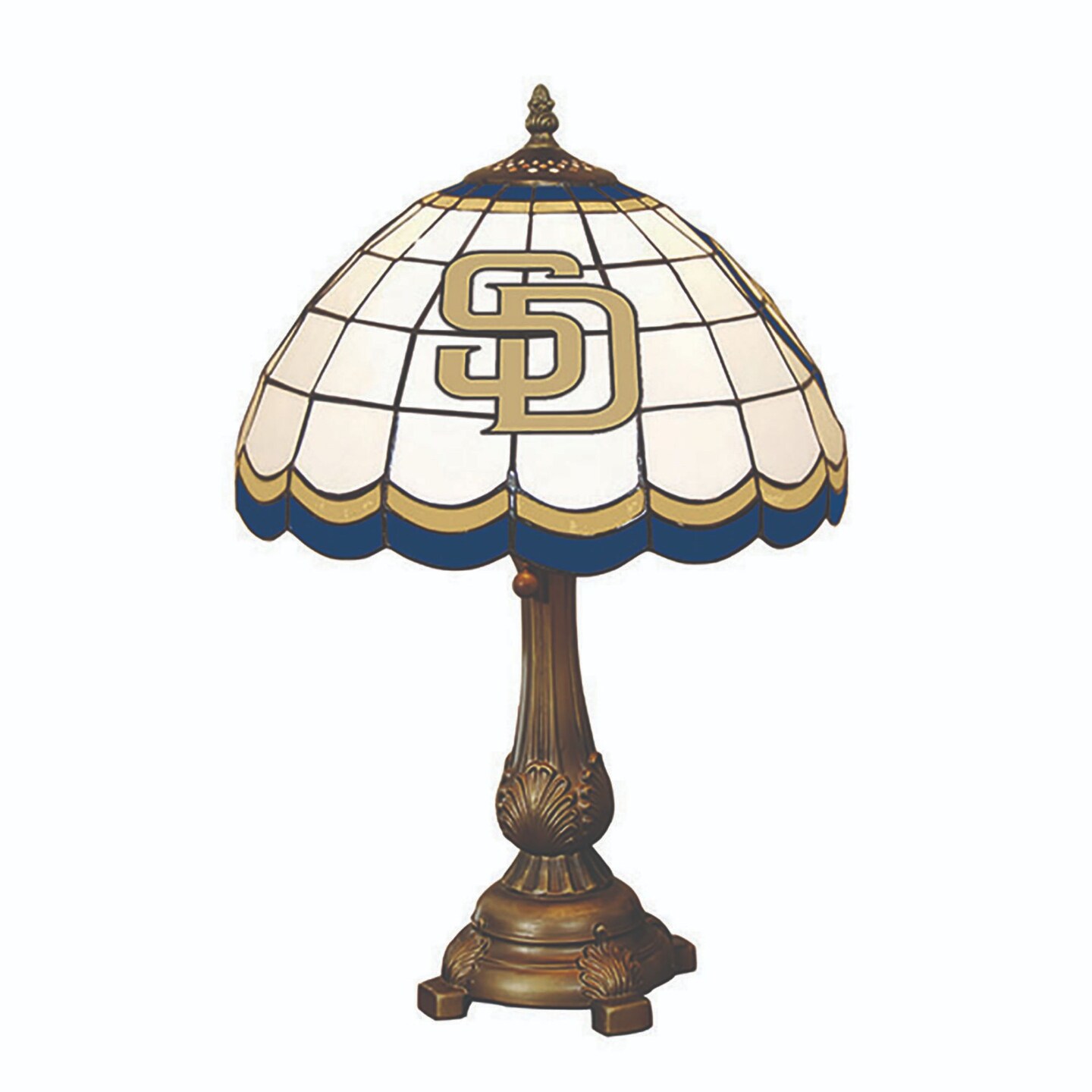 The Memory Company 19.5&#x22; White and Blue MLB San Diego Padres Tiffany Table Lamp
