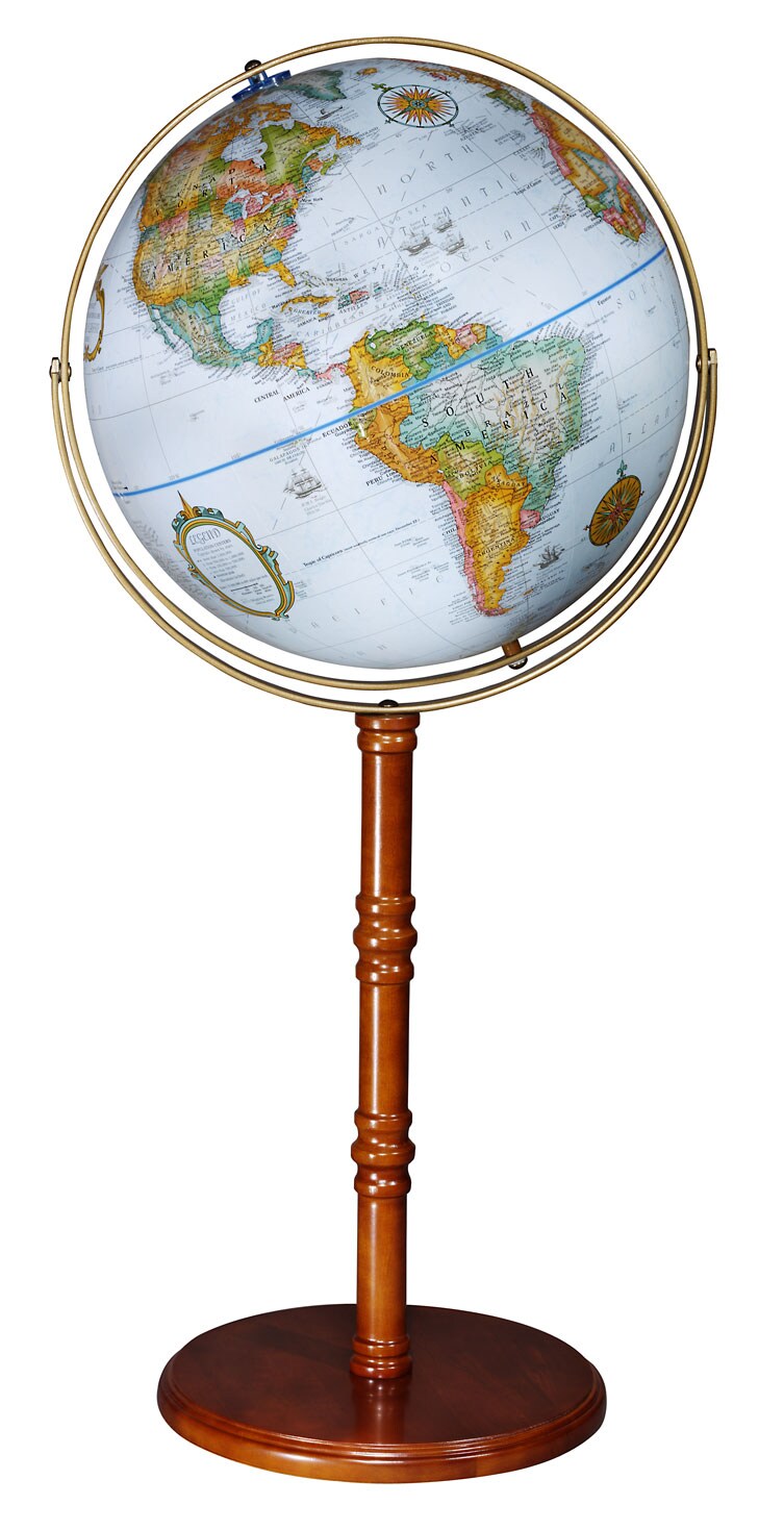 The Edinburgh II 16&#x22; Diameter Floor Standing Blue Ocean World Globe