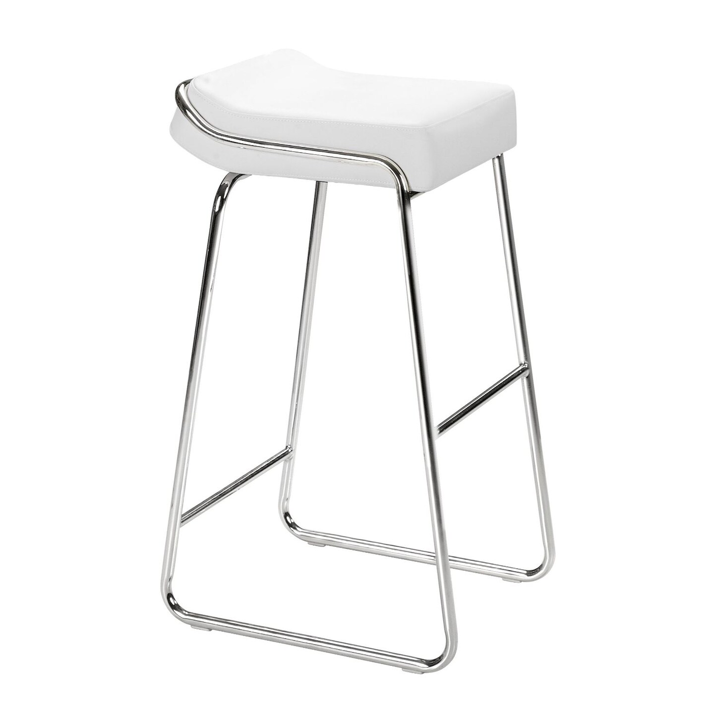 Modern Home Set of 2 Cream White and Silver Upholstered Bar Stools 33&#x22;