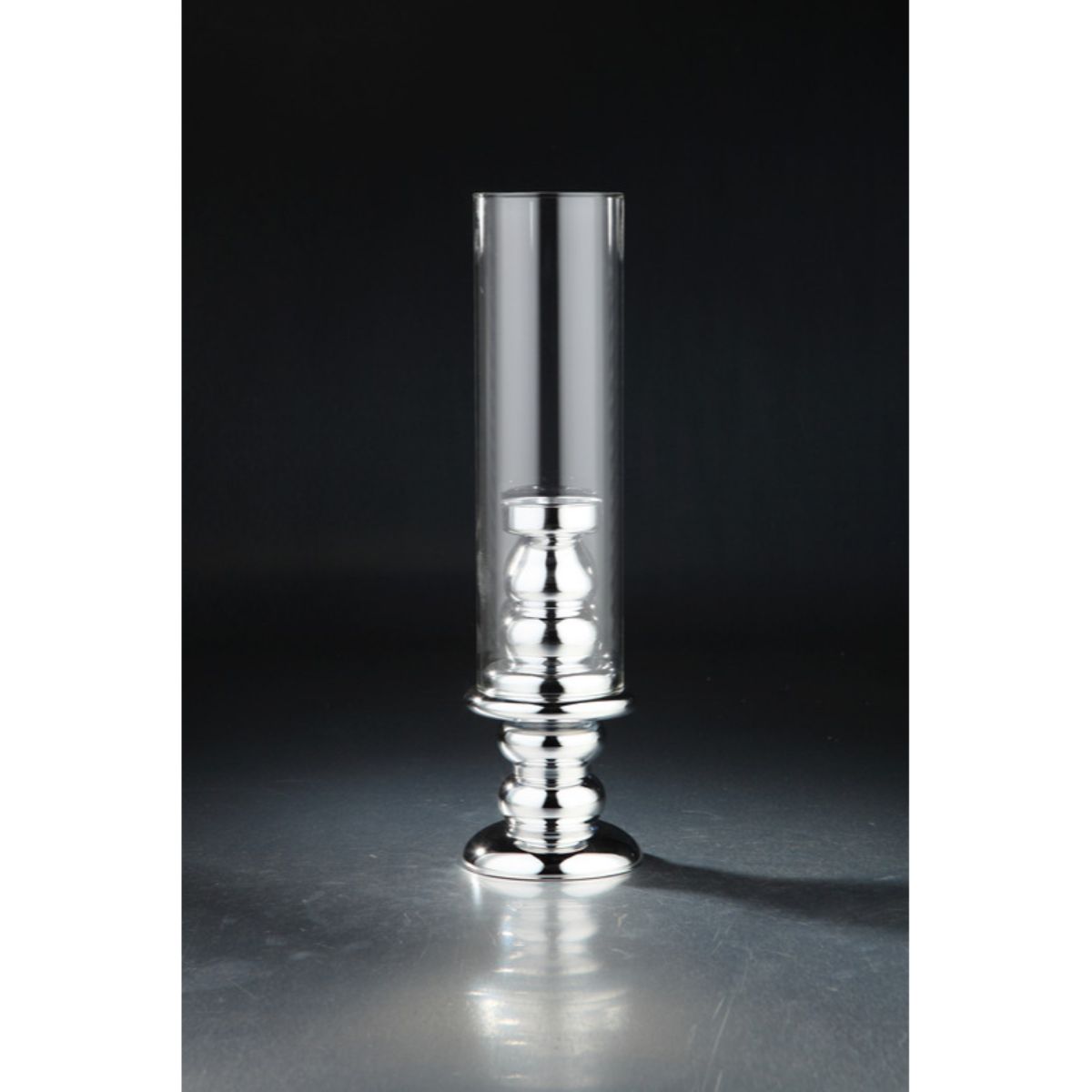CC Home Furnishings Cylindrical Glass Pillar Vase - 16&#x22; - Clear and Silver